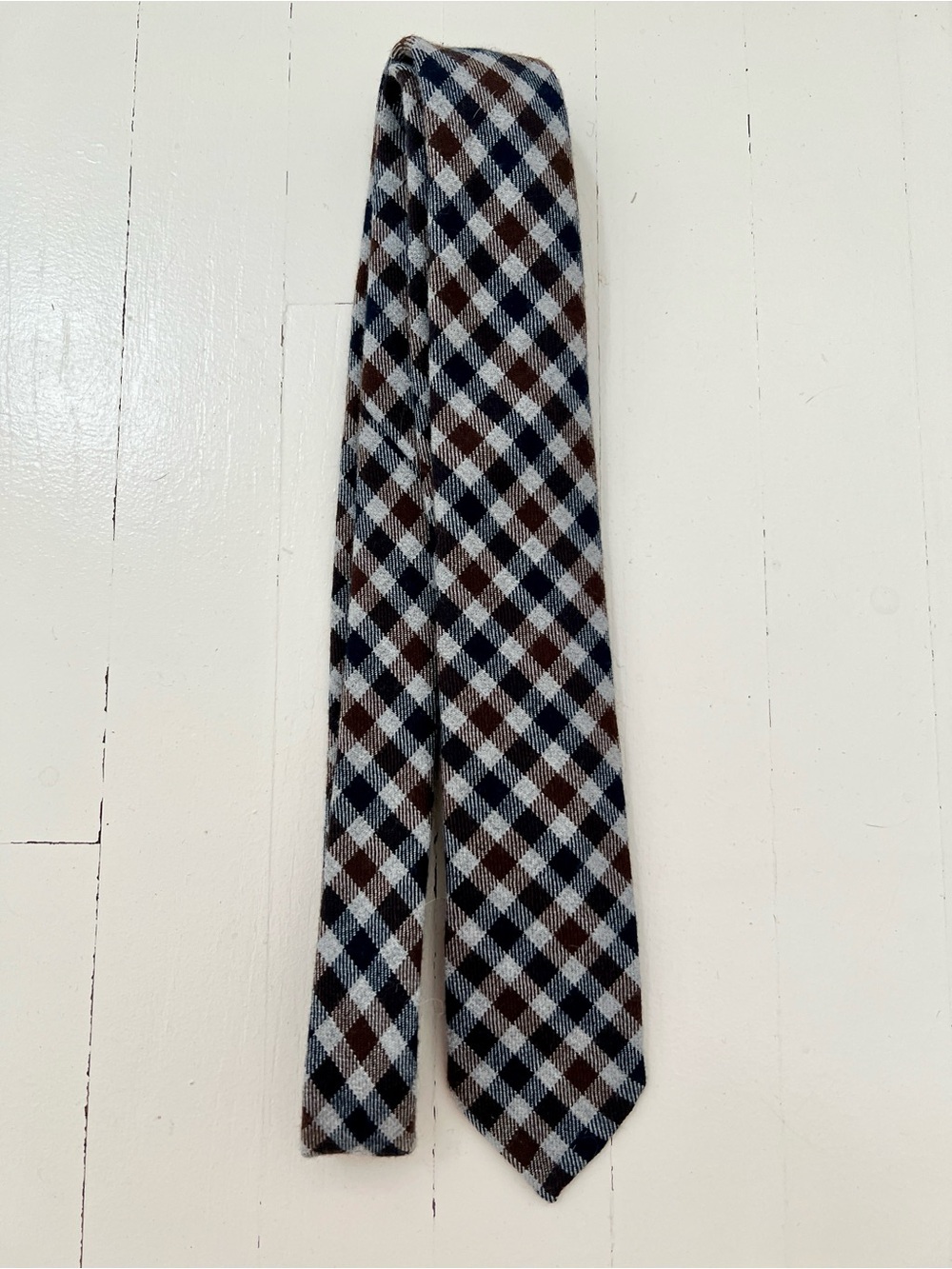 Suitsupply Navy, Brown & Gray Check Wool Tie